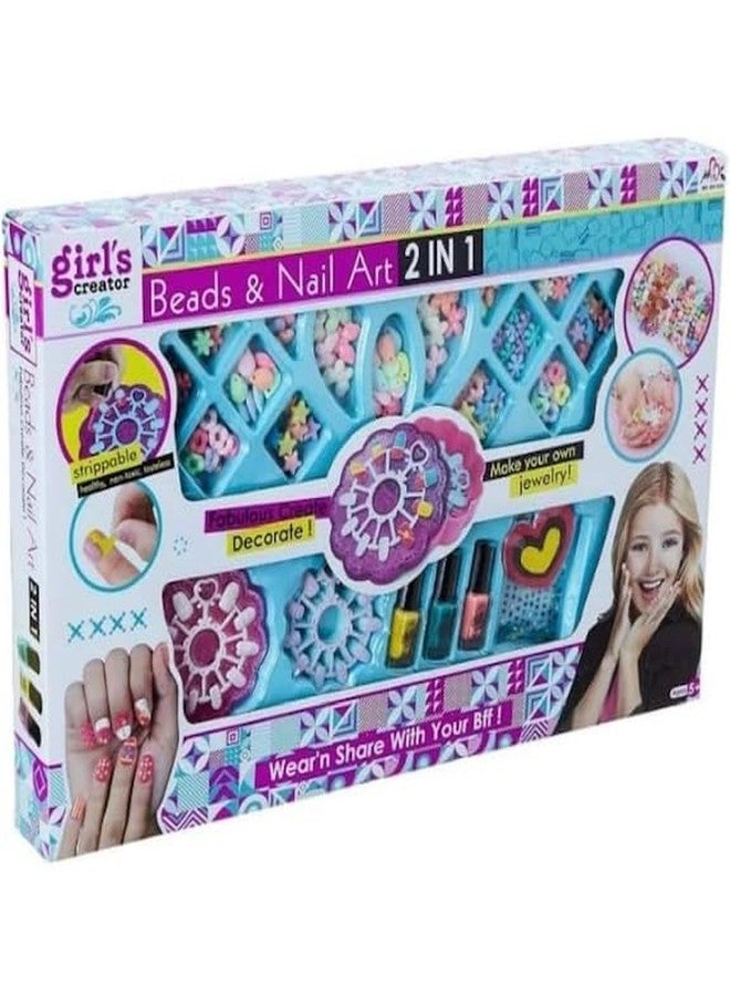 richtots Premium 2 in 1 Hair Beads & Nail Art Kit (Pink) - Image 1